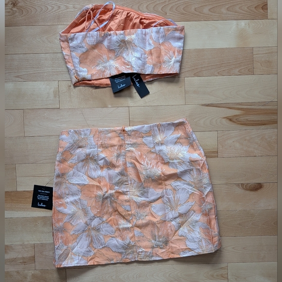 Lulu's Orange and White Leaf Print 2 Piece Mini Dress - Picture 2 of 5